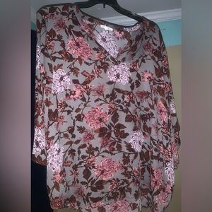 Maurices Floral Popover Blouse, 4x